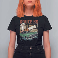 Historic Route 66 Highway T Shirt For Women Main Street Of America Vintage Car