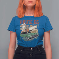 Historic Route 66 Highway T Shirt For Women Main Street Of America Vintage Car