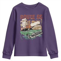 Historic Route 66 Highway Youth Sweatshirt Main Street Of America Vintage Car