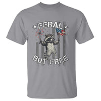 Funny 4th Of July T Shirt Feral But Free Raccoon American Flag - Wonder Print Shop