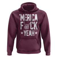 Funny 4th Of July Hoodie Merica Fuck Yeah Rock Hand - Wonder Print Shop