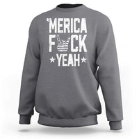 Funny 4th Of July Sweatshirt Merica Fuck Yeah Rock Hand - Wonder Print Shop