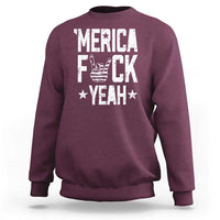 Funny 4th Of July Sweatshirt Merica Fuck Yeah Rock Hand - Wonder Print Shop