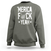 Funny 4th Of July Sweatshirt Merica Fuck Yeah Rock Hand - Wonder Print Shop