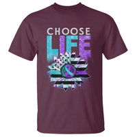 Suicide Prevention T Shirt Choose Life Sunflower American Flag - Wonder Print Shop