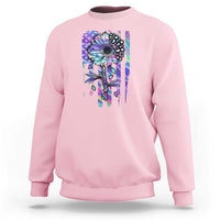 Suicide Prevention Sweatshirt Be Here Tomorrow Semicolon Sunflower American Flag - Wonder Print Shop