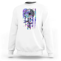 Suicide Prevention Sweatshirt Be Here Tomorrow Semicolon Sunflower American Flag - Wonder Print Shop