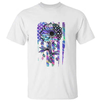 Suicide Prevention T Shirt Be Here Tomorrow Semicolon Sunflower American Flag - Wonder Print Shop