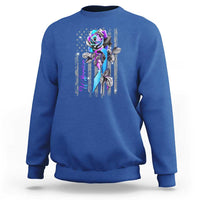 Suicide Prevention Sweatshirt Warrior Rose American Flag - Wonder Print Shop