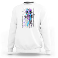 Suicide Prevention Sweatshirt Warrior Rose American Flag - Wonder Print Shop