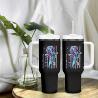 Suicide Prevention Tumbler With Handle Warrior Rose American Flag
