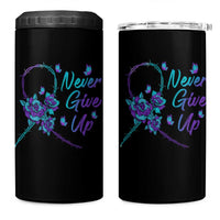 Suicide Prevention Roses Ribbon Never Give Up 4 in 1 Can Cooler Tumbler