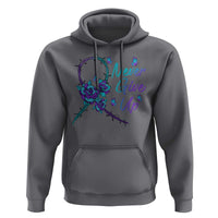 Suicide Prevention Roses Ribbon Never Give Up Hoodie - Wonder Print Shop