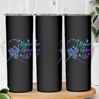 Suicide Prevention Roses Ribbon Never Give Up Skinny Tumbler