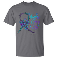 Suicide Prevention Roses Ribbon Never Give Up T Shirt - Wonder Print Shop