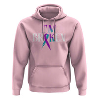 Suicide Prevention Hoodie I'm Ok Broken Teal And Purple Ribbon - Wonder Print Shop