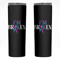 Suicide Prevention Skinny Tumbler I'm Ok Broken Teal And Purple Ribbon