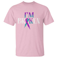 Suicide Prevention T Shirt I'm Ok Broken Teal And Purple Ribbon - Wonder Print Shop