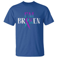 Suicide Prevention T Shirt I'm Ok Broken Teal And Purple Ribbon - Wonder Print Shop