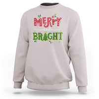 Merry And Bright Christmas Tree Xmas Holiday Sweatshirt - Wonder Print Shop