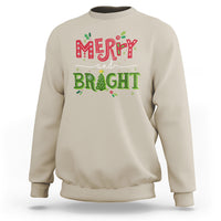 Merry And Bright Christmas Tree Xmas Holiday Sweatshirt - Wonder Print Shop