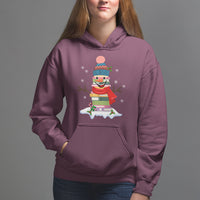 Christmas Hoodie Snowman Library Book Stack Winter Librarian - Wonder Print Shop
