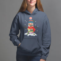 Christmas Hoodie Snowman Library Book Stack Winter Librarian - Wonder Print Shop
