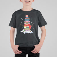 Christmas T Shirt For Kid Snowman Library Book Stack Winter Librarian - Wonder Print Shop