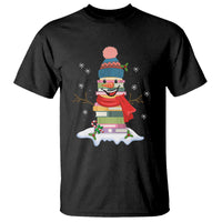 Christmas T Shirt Snowman Library Book Stack Winter Librarian - Wonder Print Shop