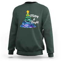 Merry And Bright Colorful Christmas Tree Xmas Holiday Sweatshirt - Wonder Print Shop