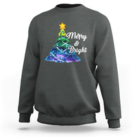 Merry And Bright Colorful Christmas Tree Xmas Holiday Sweatshirt - Wonder Print Shop