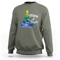 Merry And Bright Colorful Christmas Tree Xmas Holiday Sweatshirt - Wonder Print Shop