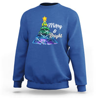 Merry And Bright Colorful Christmas Tree Xmas Holiday Sweatshirt - Wonder Print Shop