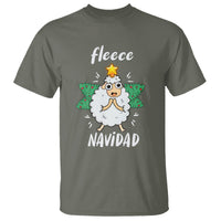 Fleece Navidad Cute Sheep Christmas Lights T Shirt - Wonder Print Shop