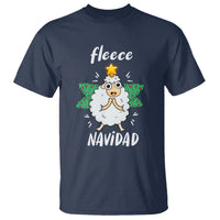 Fleece Navidad Cute Sheep Christmas Lights T Shirt - Wonder Print Shop