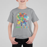 Autism Awareness T Shirt For Kid Embrace Differences Puzzle Dinosaur - Wonder Print Shop