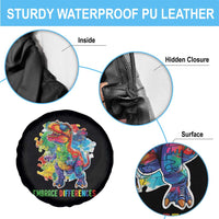 Autism Awareness Spare Tire Cover Embrace Differences Puzzle Dinosaur