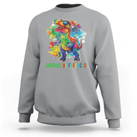 Autism Awareness Sweatshirt Embrace Differences Puzzle Dinosaur - Wonder Print Shop