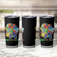 Autism Awareness Tumbler Cup Embrace Differences Puzzle Dinosaur
