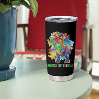 Autism Awareness Tumbler Cup Embrace Differences Puzzle Dinosaur