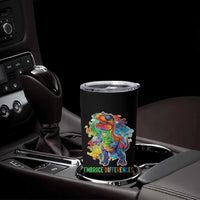 Autism Awareness Tumbler Cup Embrace Differences Puzzle Dinosaur