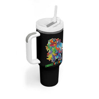 Autism Awareness Tumbler With Handle Embrace Differences Puzzle Dinosaur
