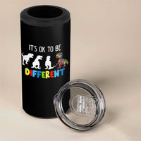 Autism Awareness 4 in 1 Can Cooler Tumbler It's Ok To Be Different Puzzle Dinosaur