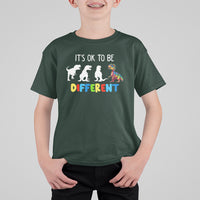 Autism Awareness T Shirt For Kid It's Ok To Be Different Puzzle Dinosaur - Wonder Print Shop