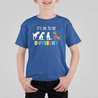 Autism Awareness T Shirt For Kid It's Ok To Be Different Puzzle Dinosaur - Wonder Print Shop