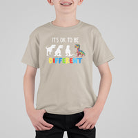 Autism Awareness T Shirt For Kid It's Ok To Be Different Puzzle Dinosaur - Wonder Print Shop