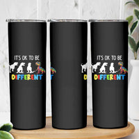 Autism Awareness Skinny Tumbler It's Ok To Be Different Puzzle Dinosaur
