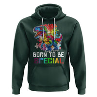 Autism Awareness Hoodie Born To Be Special Rainbow Puzzle Dinosaur - Wonder Print Shop