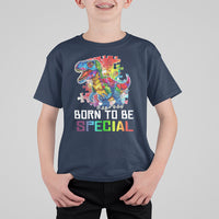Autism Awareness T Shirt For Kid Born To Be Special Rainbow Puzzle Dinosaur - Wonder Print Shop