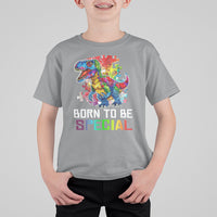 Autism Awareness T Shirt For Kid Born To Be Special Rainbow Puzzle Dinosaur - Wonder Print Shop